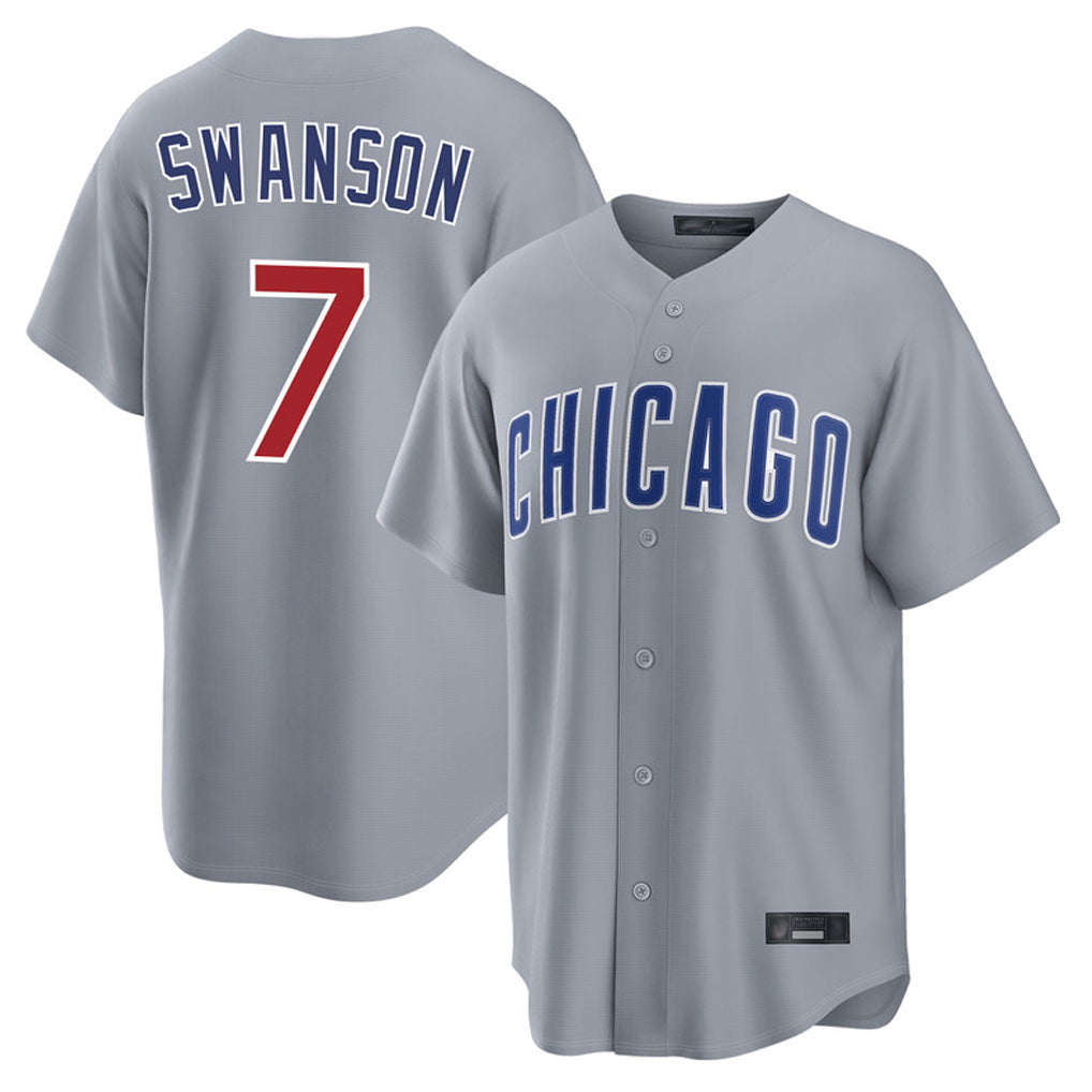 tocy C.Cubs #7 Dansby Swanson Player Gray Home Game Stitched Jerseys