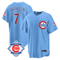 tocy C.Cubs #7 Dansby Swanson Player Light Blue 150th Anniversary Home Game Stitched Jerseys