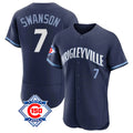tocy C.Cubs #7 Dansby Swanson Player Navy City Connect 150th Anniversary Limited Elite Home Stitched Jerseys