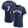 tocy C.Cubs #7 Dansby Swanson Player Navy City Connect Limited Elite Home Stitched Jerseys