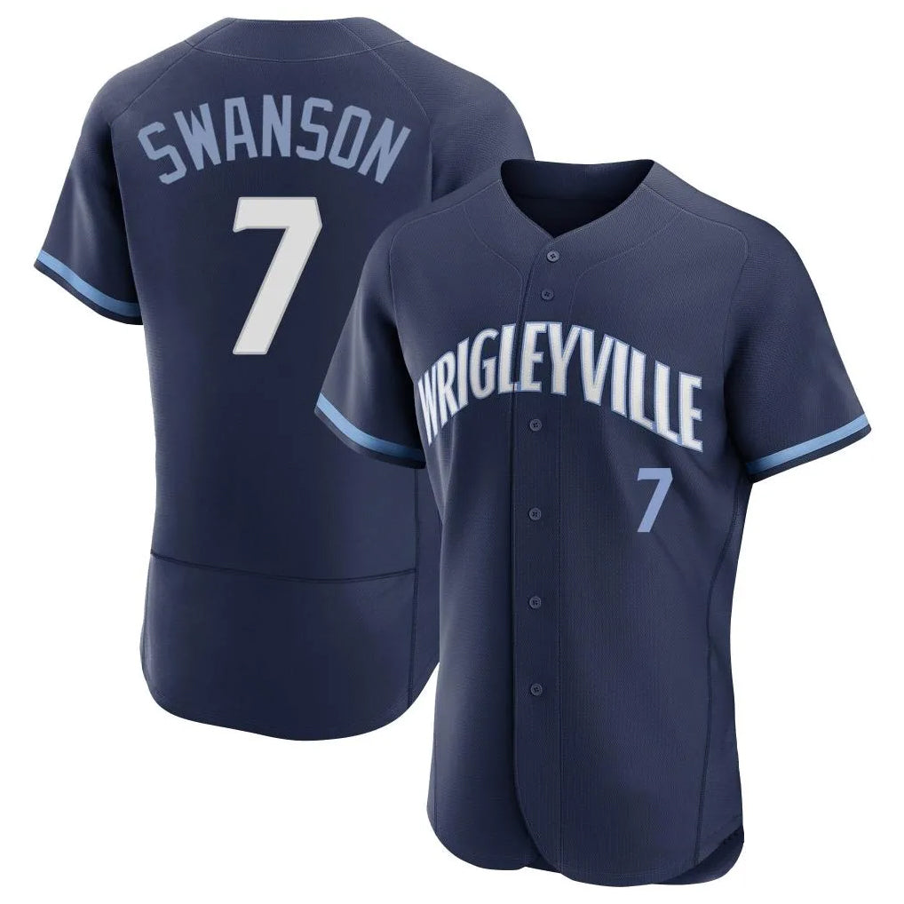 tocy C.Cubs #7 Dansby Swanson Player Navy City Connect Limited Elite Home Stitched Jerseys