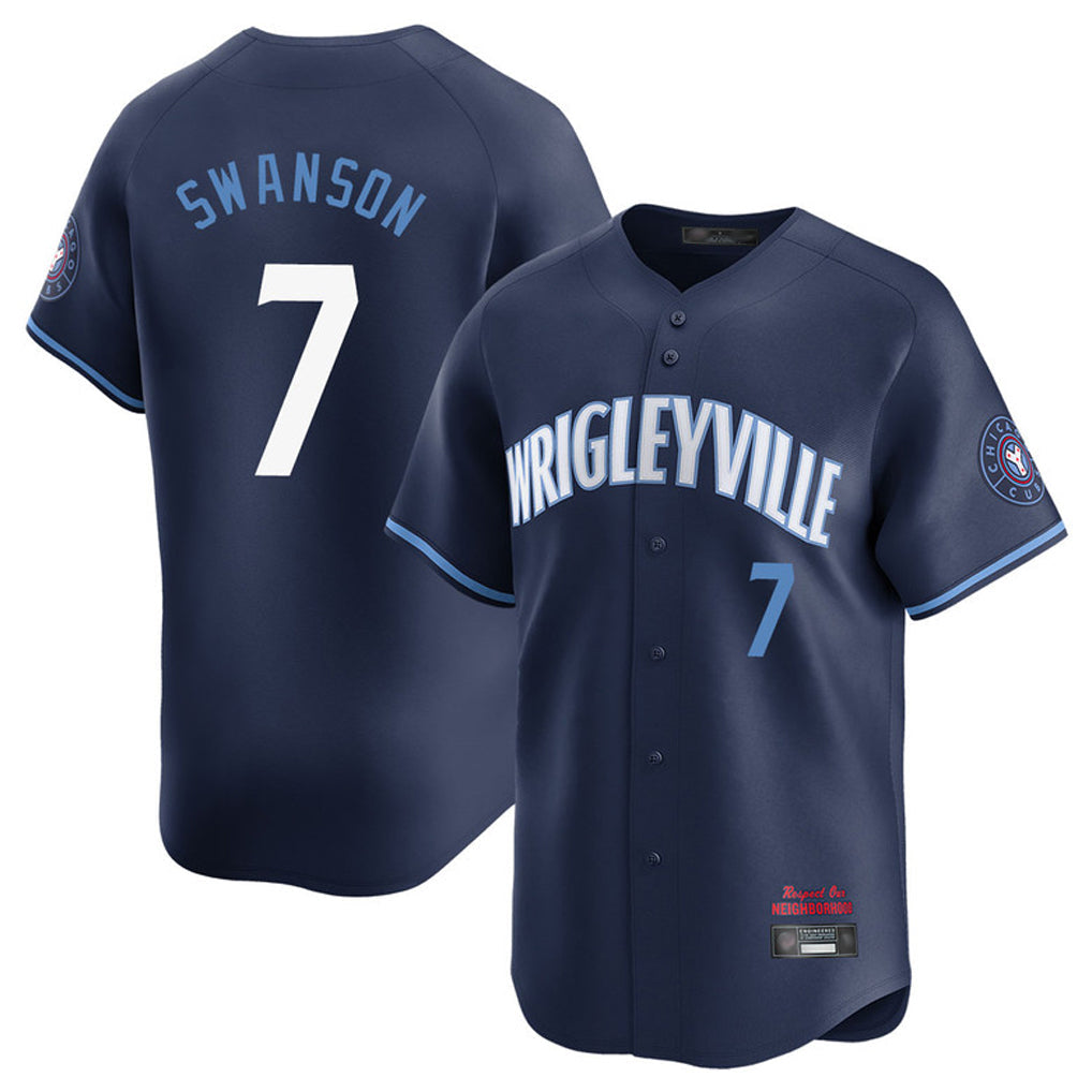 tocy C.Cubs #7 Dansby Swanson Player Navy City Connect Limited Home Stitched Jerseys