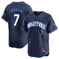 tocy C.Cubs #7 Dansby Swanson Player Navy City Connect Limited Home Stitched Jerseys