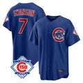 tocy C.Cubs #7 Dansby Swanson Player Royal 150th Anniversary Home Game Stitched Jerseys