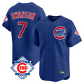tocy C.Cubs #7 Dansby Swanson Player Royal 150th Anniversary Limited Home Stitched Jerseys