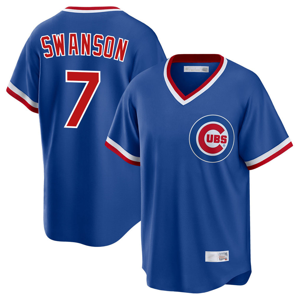 tocy C.Cubs #7 Dansby Swanson Player Royal T-shirt Cooperstown Collection Limited Stitched Jerseys