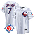 tocy C.Cubs #7 Dansby Swanson Player White 150th Anniversary Game Home Stitched Jerseys