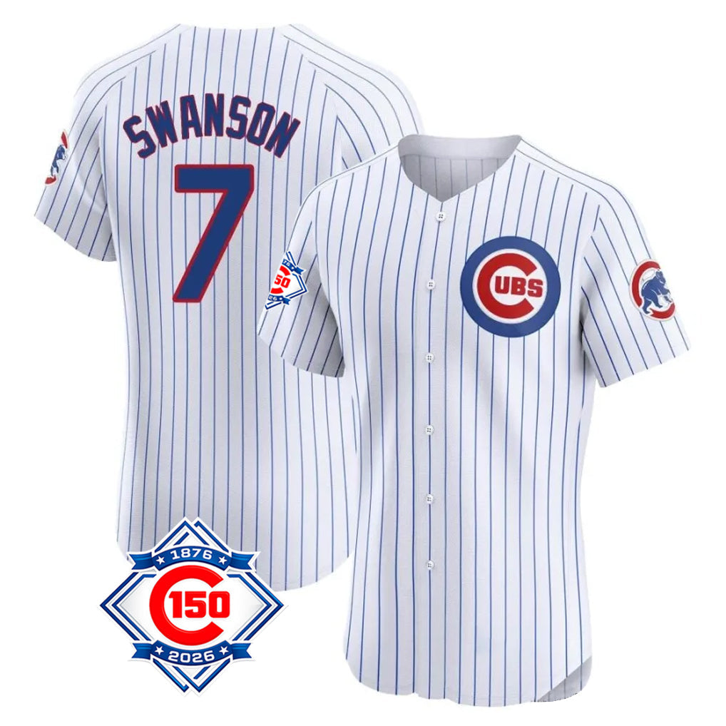 tocy C.Cubs #7 Dansby Swanson Player White Limited Elite Home Game Stitched Jerseys