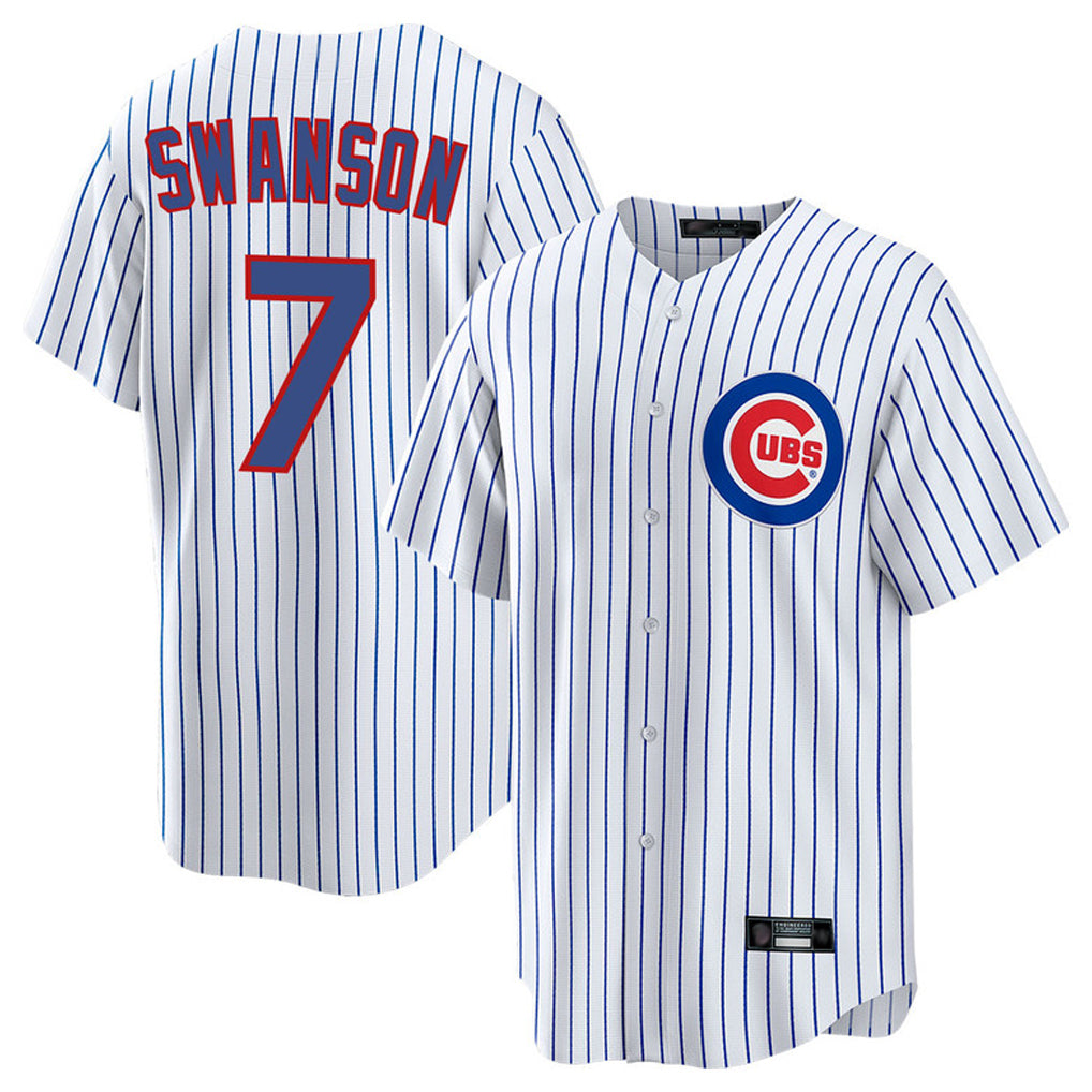 tocy C.Cubs #7 Dansby Swanson Player White Home Game Stitched Jerseys