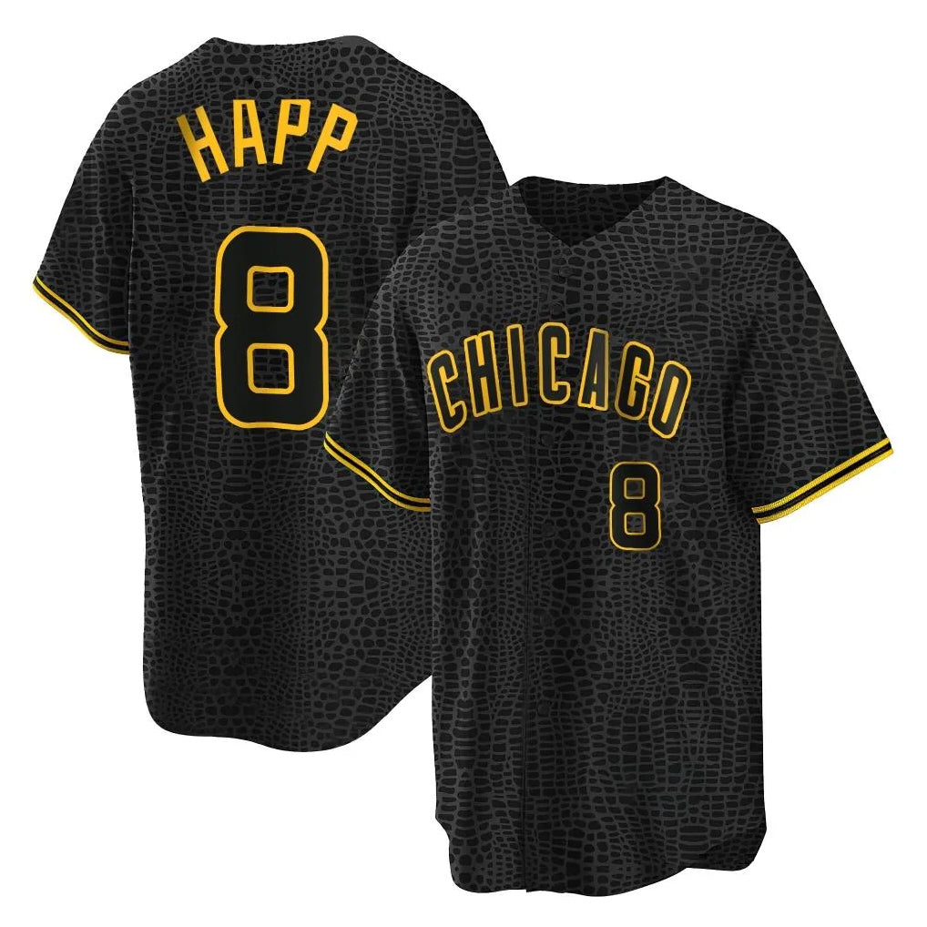 tocy C.Cubs #8 Ian Happ Player Black Snake Skin City Game Stitched Jerseys