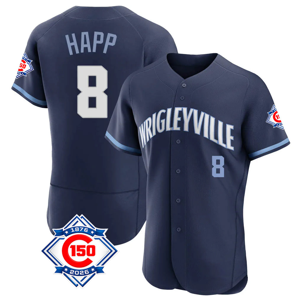 tocy C.Cubs #8 Ian Happ Player Navy City Connect 150th Anniversary Limited Elite Home Stitched Jerseys