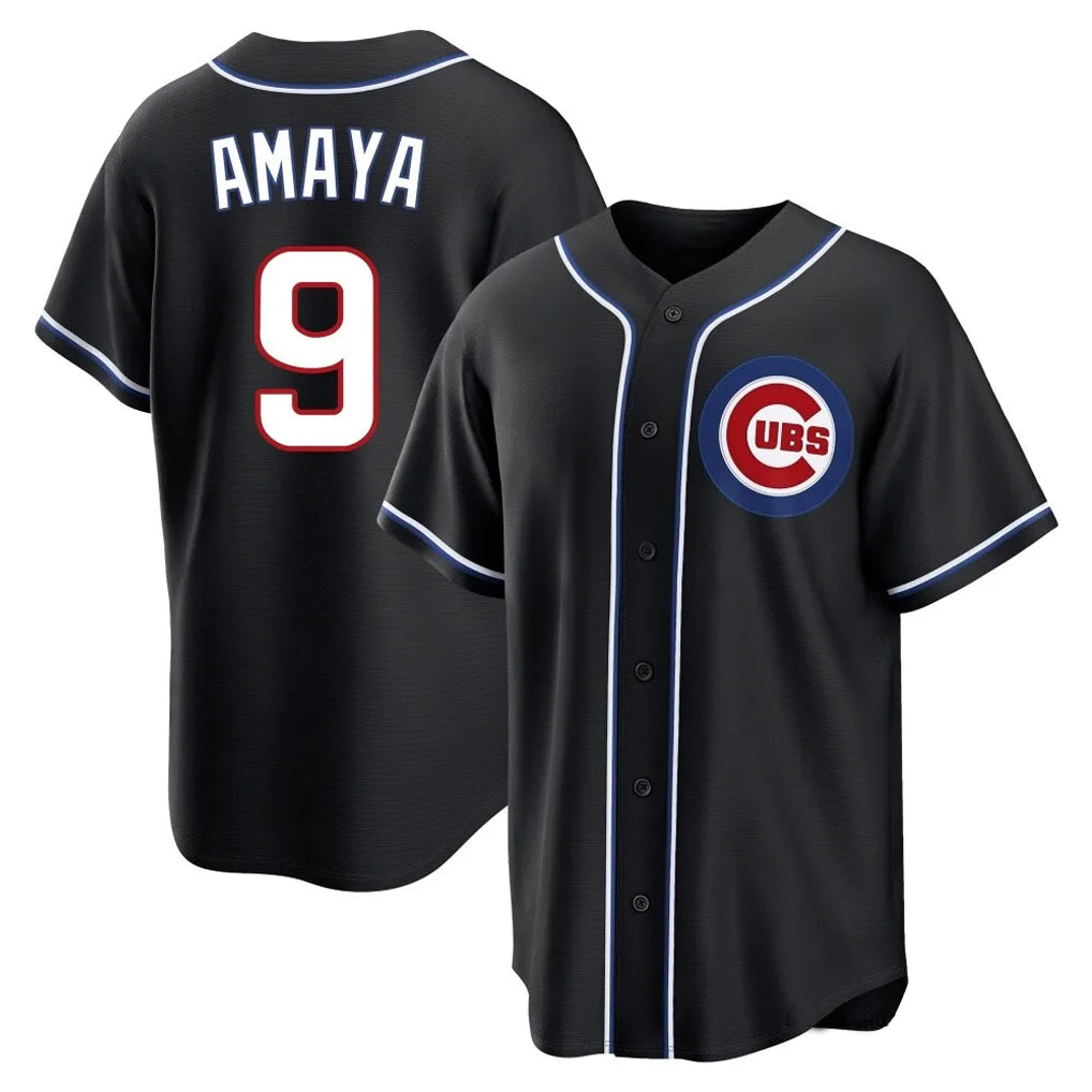 tocy C.Cubs #9 Miguel Amaya Player Black Fashion Out Game Stitched Jerseys
