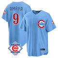 tocy C.Cubs #9 Miguel Amaya Player Light Blue 150th Anniversary Home Game Stitched Jerseys