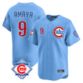 tocy C.Cubs #9 Miguel Amaya Player Light Blue 150th Anniversary Limited Home Stitched Jerseys