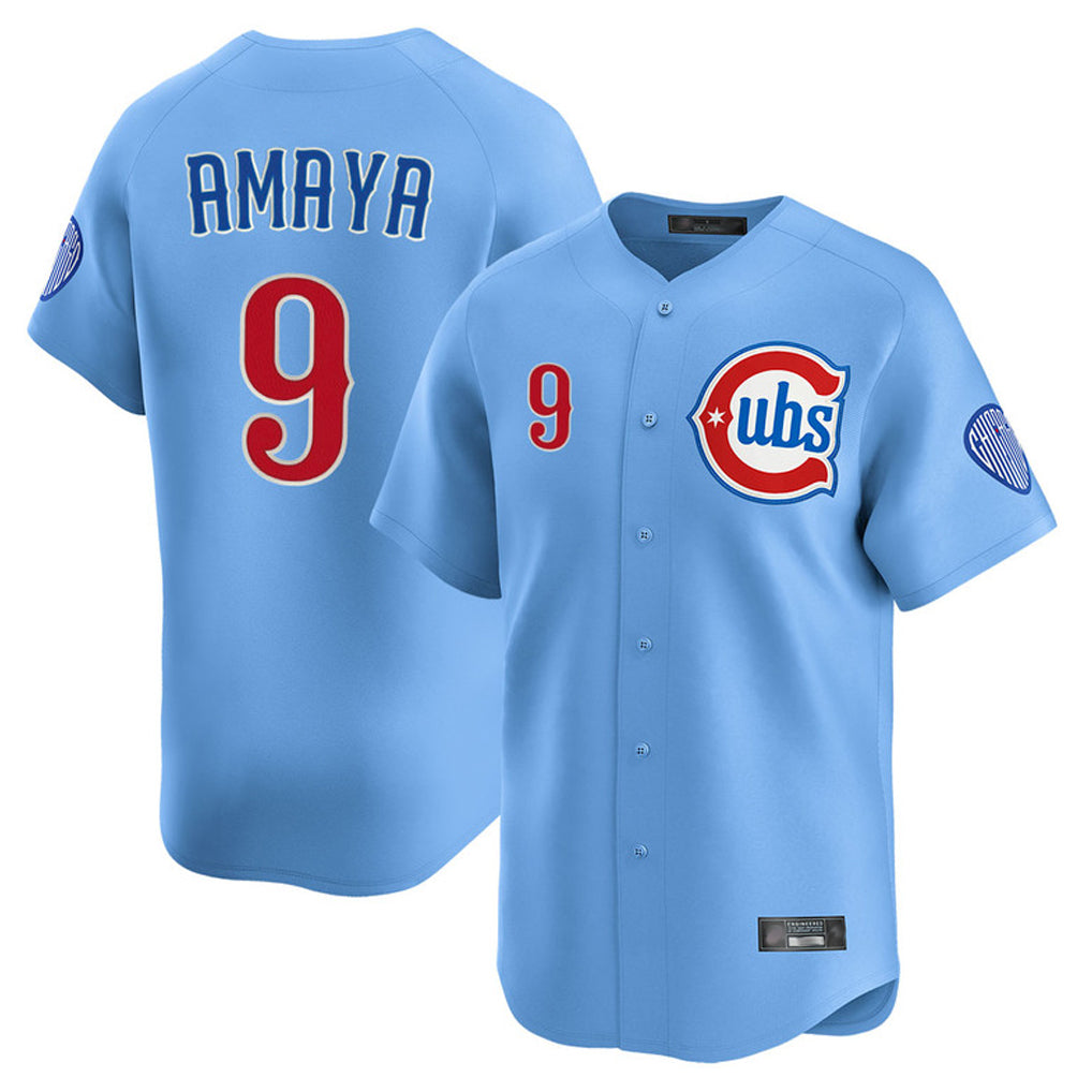 tocy C.Cubs #9 Miguel Amaya Player Light Blue Limited Home Stitched Jerseys