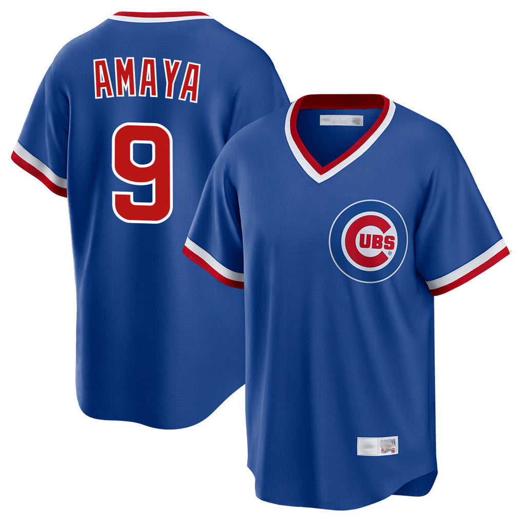 tocy C.Cubs #9 Miguel Amaya Player Royal T-shirt Cooperstown Collection Limited Stitched Jerseys