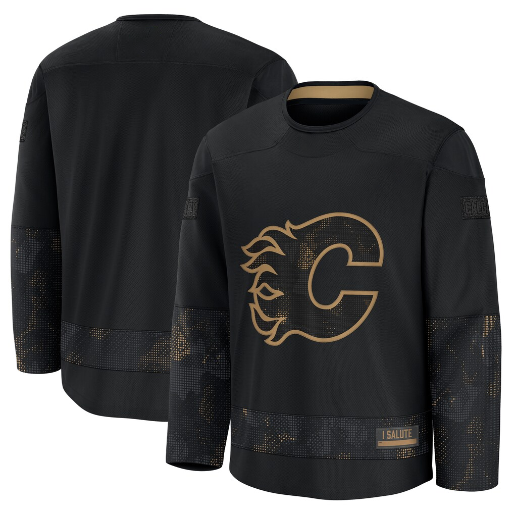 Tocy C.Flames Black 2024 Military Appreciation Practice Jerseys