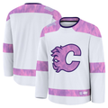 Tocy C.Flames White 2024 Hockey Fights Cancer Practice Jerseys