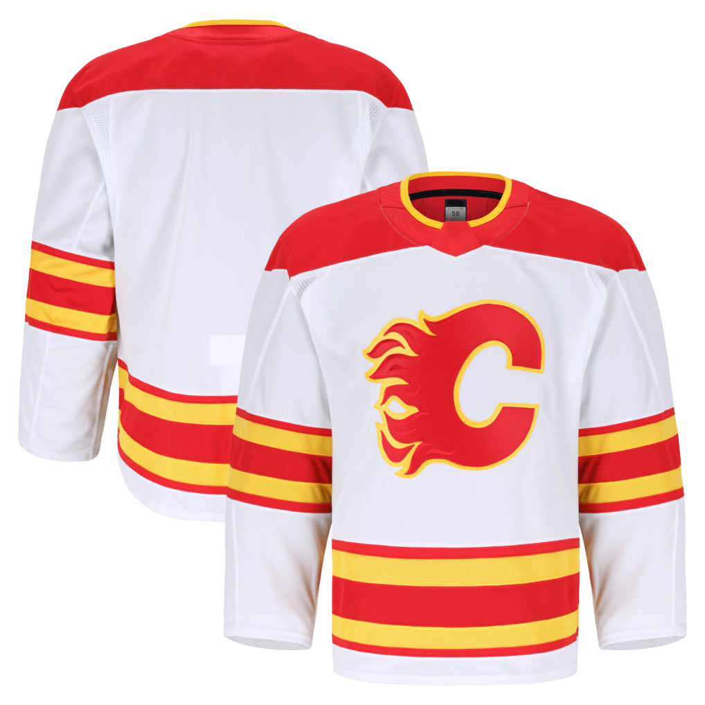 Tocy C.Flames White Away Authentic Pro Jerseys