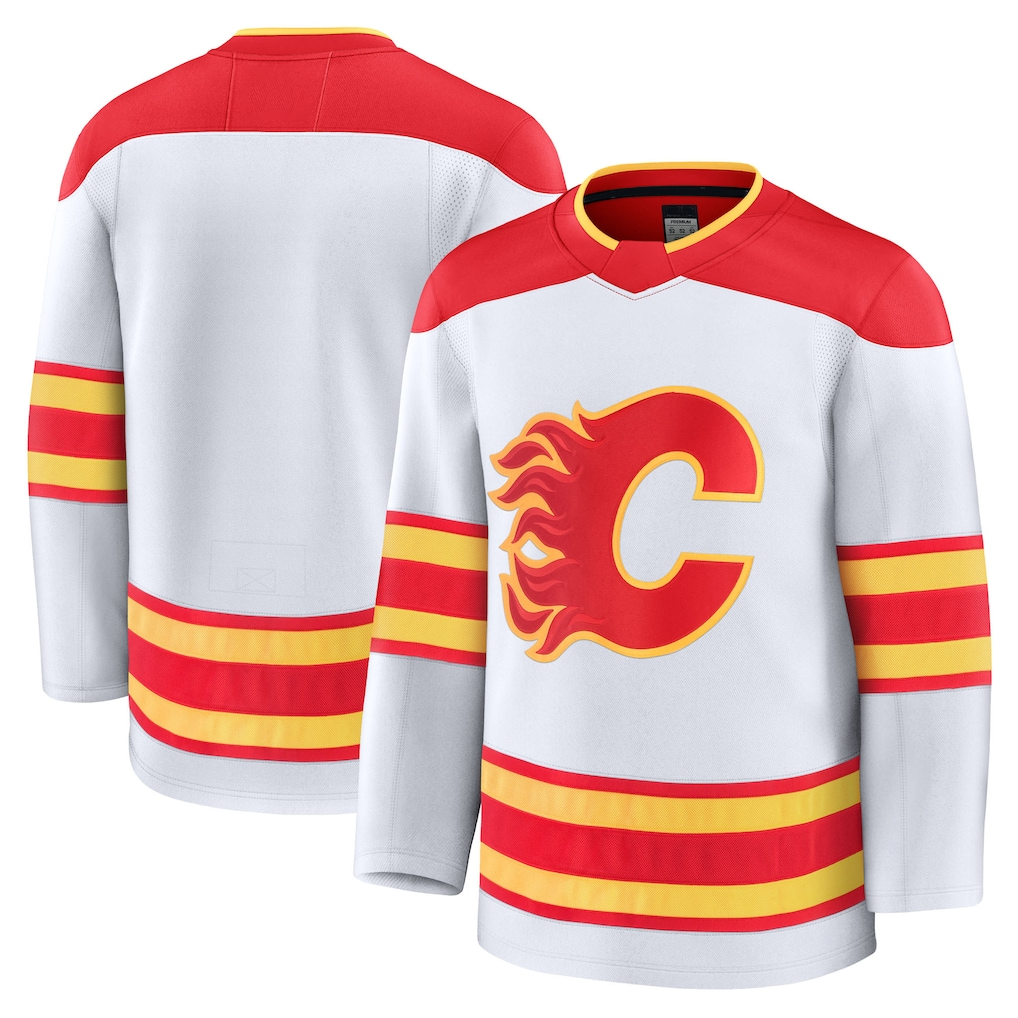 Tocy C.Flames White Away Premium Jerseys