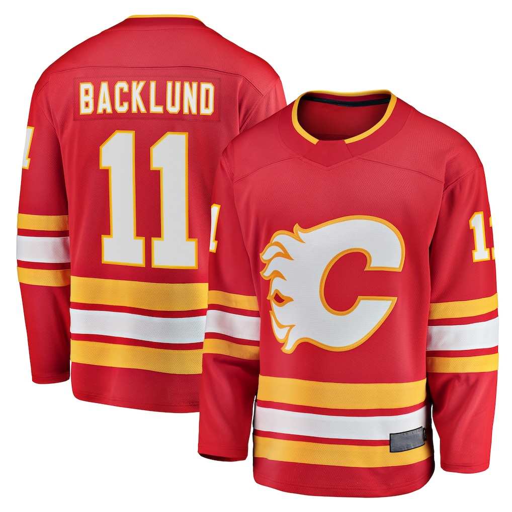 Tocy C.Flames #11 Mikael Backlund Red Home Breakaway Player Jerseys
