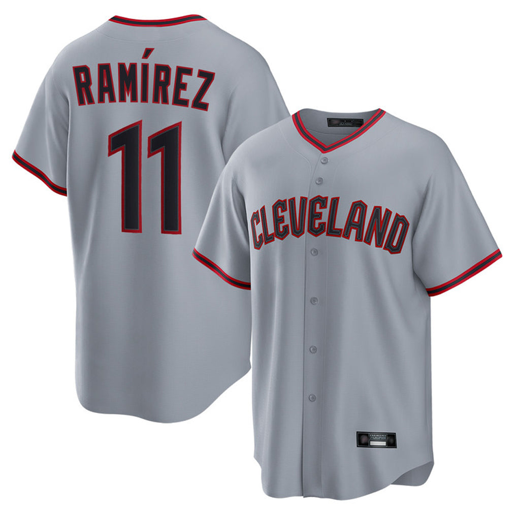 tocy C.Guardians #11 Jose Ramirez Player Gray Home Game Stitched Jerseys