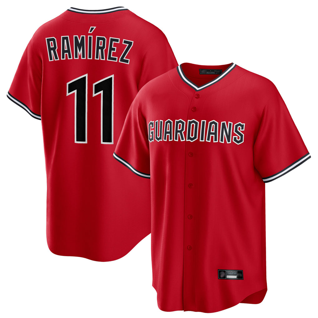 tocy C.Guardians #11 Jose Ramirez Player Red Home Game Stitched Jerseys