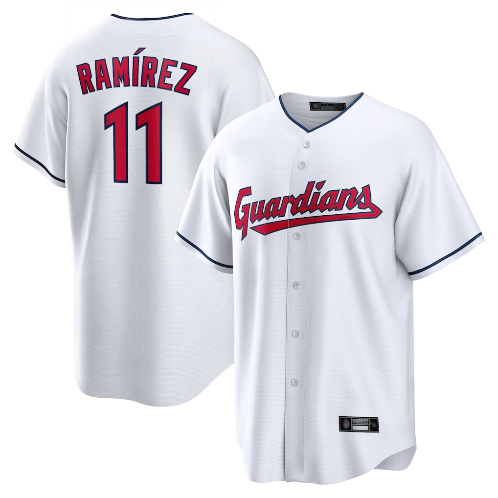 tocy C.Guardians #11 Jose Ramirez Player White Home Game Stitched Jerseys