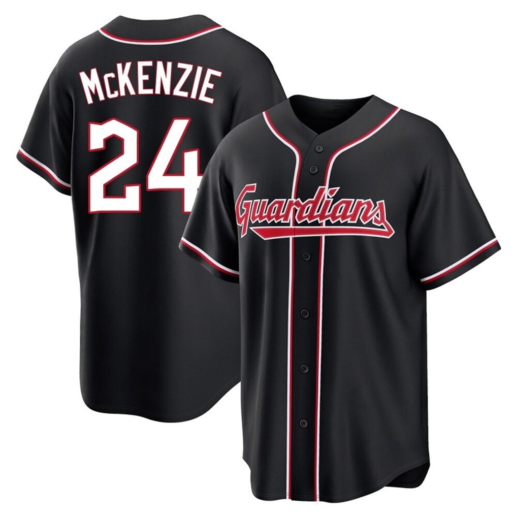 tocy C.Guardians #24 Triston McKenzie Player Black Fashion Out Home Game Stitched Jerseys