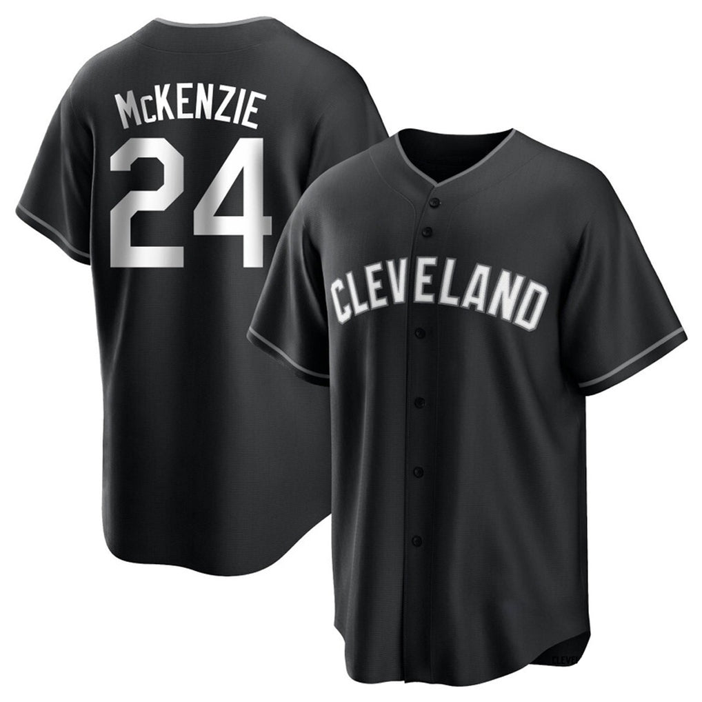 tocy C.Guardians #24 Triston McKenzie Player Black Home Game Stitched Jerseys