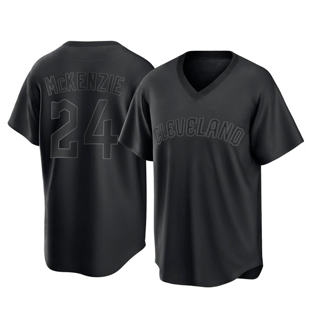 tocy C.Guardians #24 Triston McKenzie Player Black T-shirt Home Game Stitched Jerseys