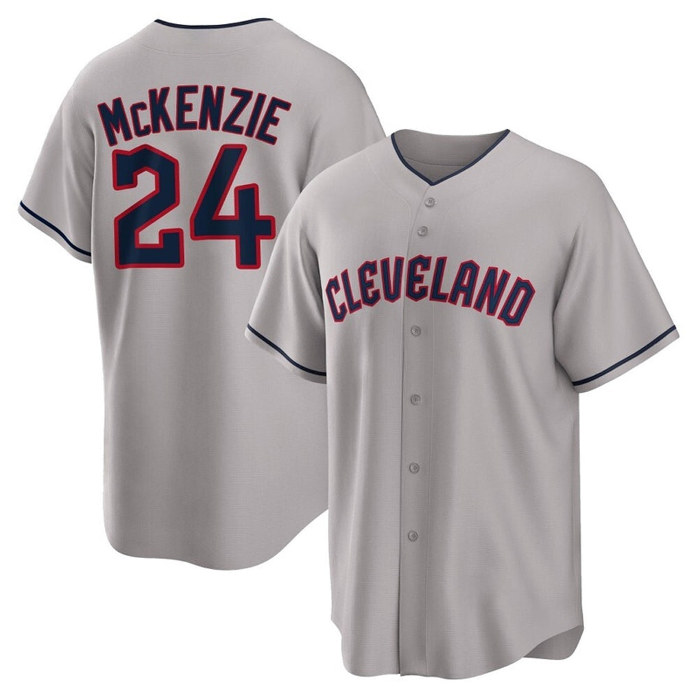 tocy C.Guardians #24 Triston McKenzie Player Gray Game Home Stitched Jerseys