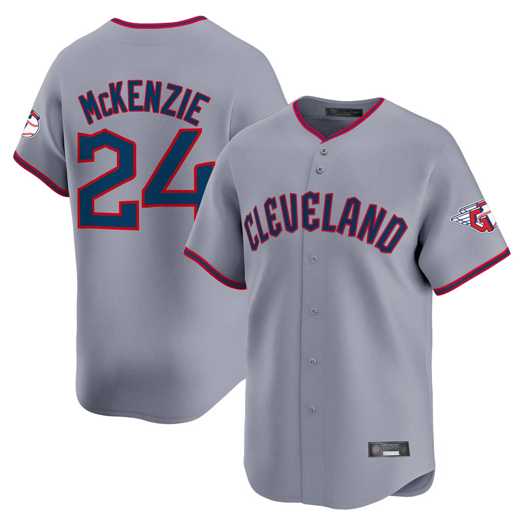 tocy C.Guardians #24 Triston McKenzie Player Gray Road Limited Home Game Stitched Jerseys