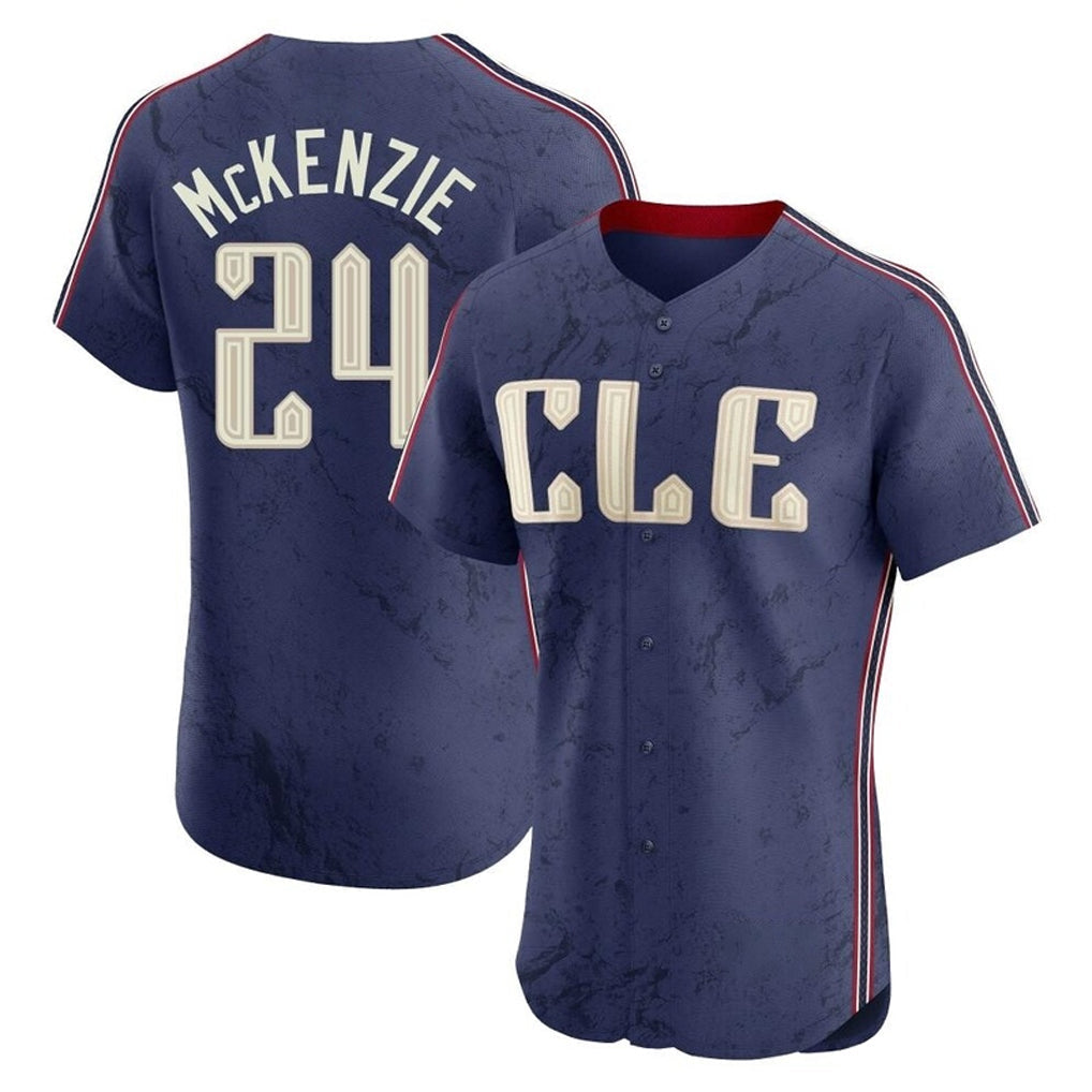 tocy C.Guardians #24 Triston McKenzie Player Navy City Connect Limited Elite Home Stitched Jerseys