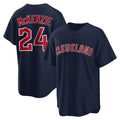 tocy C.Guardians #24 Triston McKenzie Player Navy Game Home Stitched Jerseys