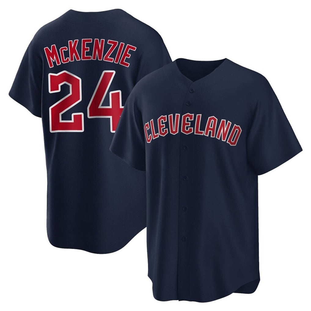 tocy C.Guardians #24 Triston McKenzie Player Navy Game Home Stitched Jerseys