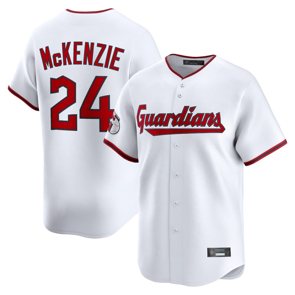 tocy C.Guardians #24 Triston McKenzie Player White Limited Home Game Stitched Jerseys