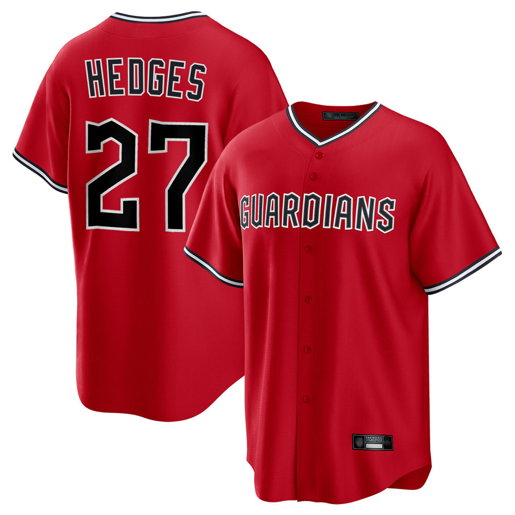 tocy C.Guardians #27 Austin Hedges Player Red Home Game Stitched Jerseys