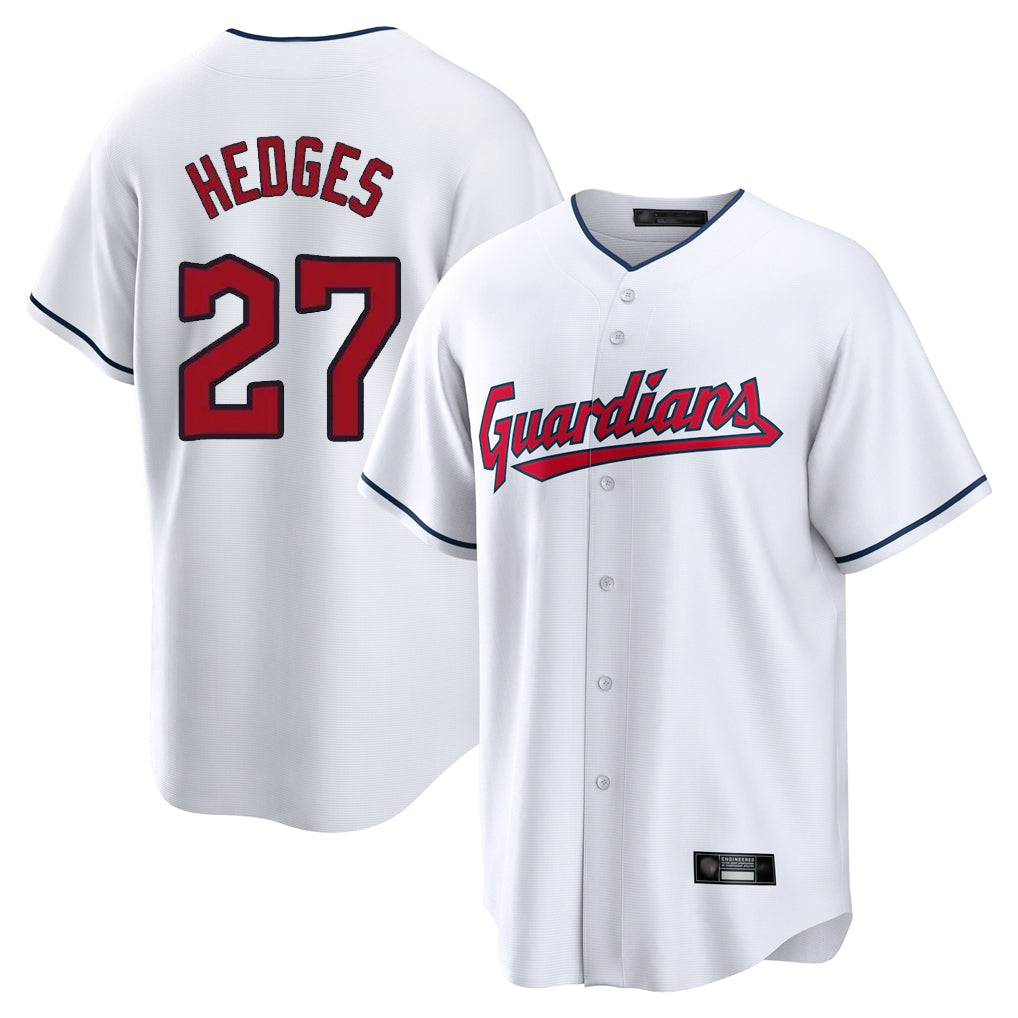 tocy C.Guardians #27 Austin Hedges Player White Home Game Stitched Jerseys