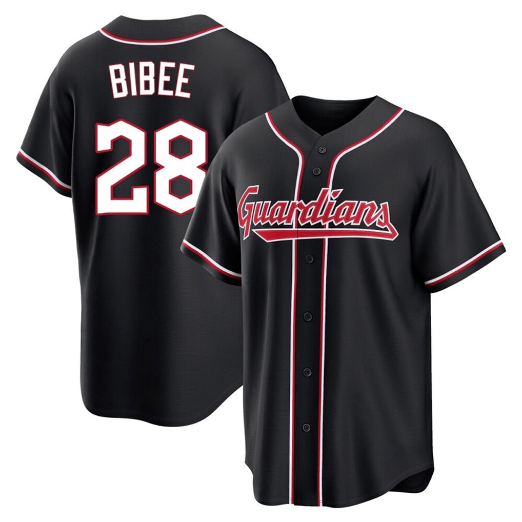 tocy C.Guardians #28 Tanner Bibee Player Black Fashion Out Home Game Stitched Jerseys