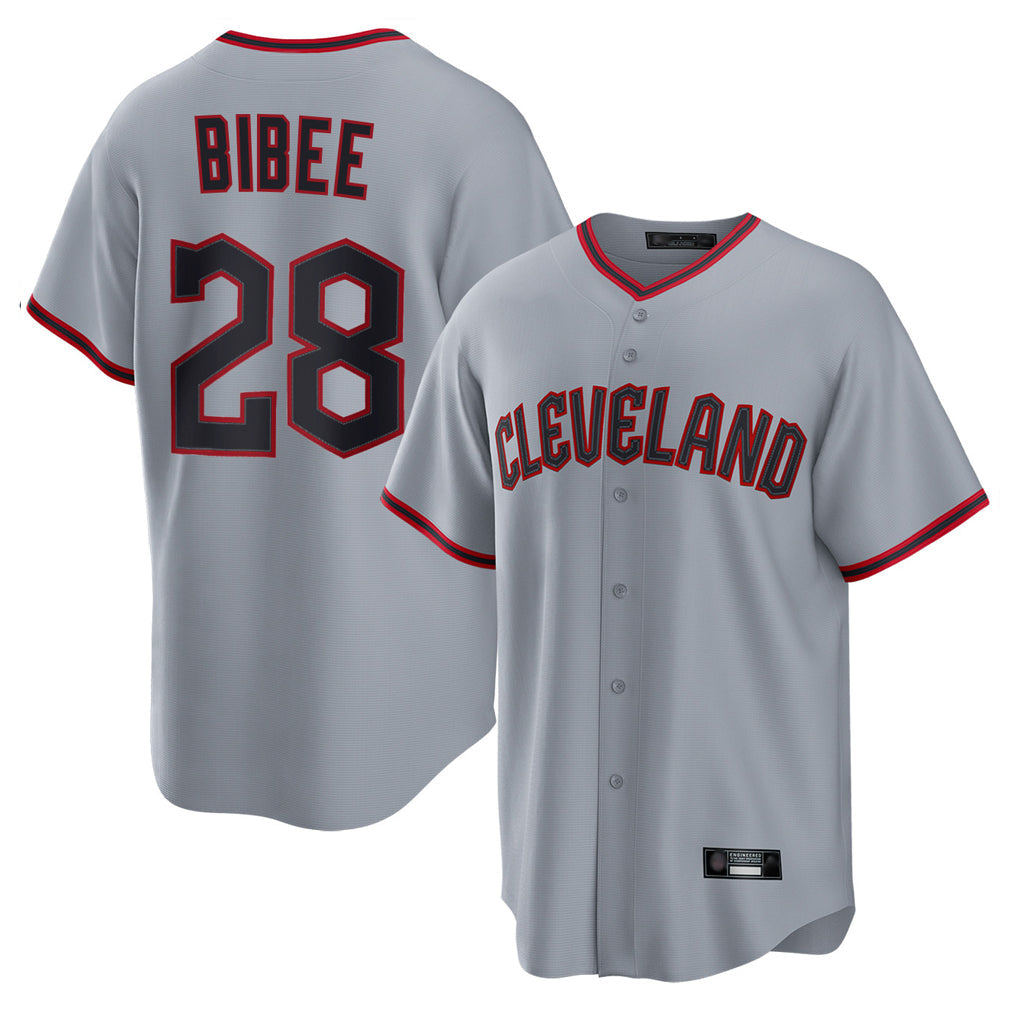 tocy C.Guardians #28 Tanner Bibee Player Gray Home Game Stitched Jerseys