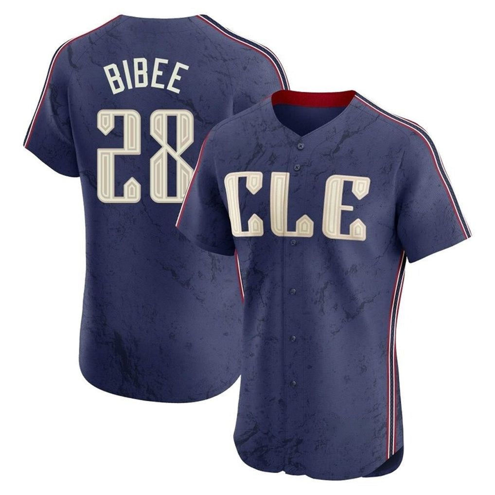 tocy C.Guardians #28 Tanner Bibee Player Navy City Connect Limited Elite Home Stitched Jerseys