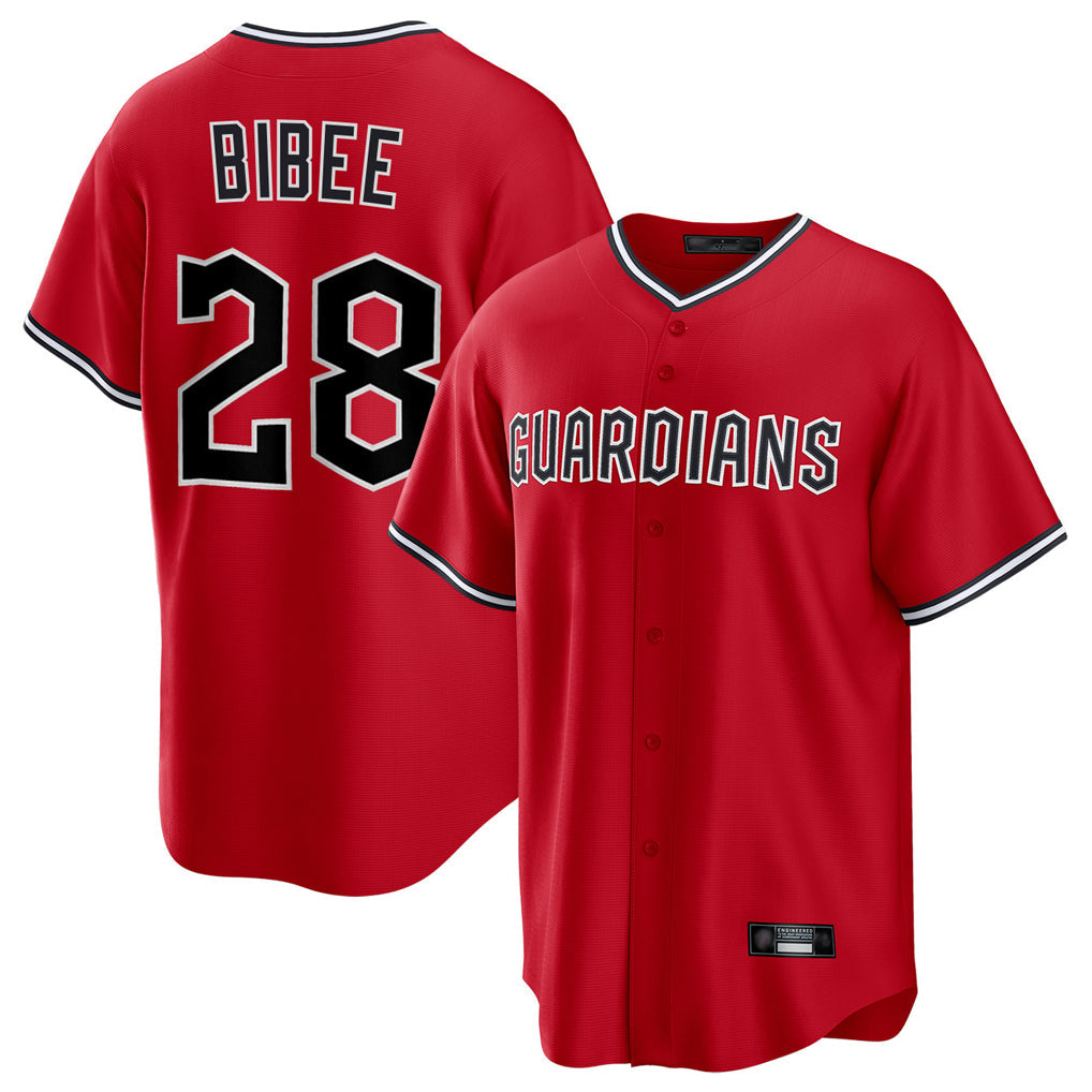 tocy C.Guardians #28 Tanner Bibee Player Red Home Game Stitched Jerseys