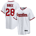 tocy C.Guardians #28 Tanner Bibee Player White Game Home Stitched Jerseys