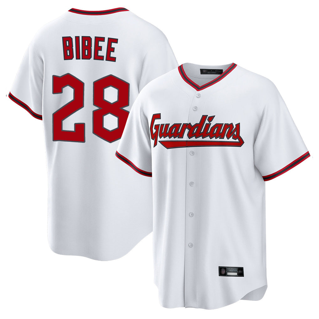 tocy C.Guardians #28 Tanner Bibee Player White Game Home Stitched Jerseys