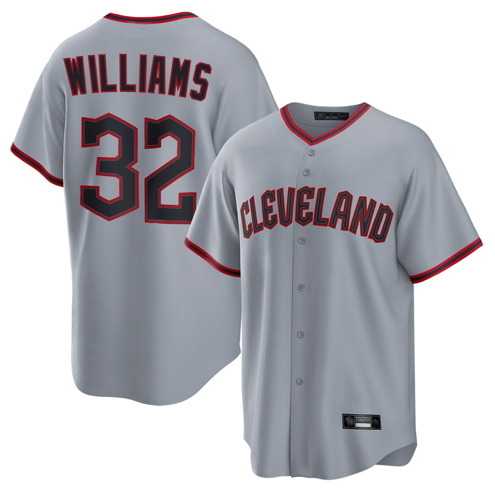 tocy C.Guardians #32 Gavin Williams Player Gray Home Game Stitched Jerseys