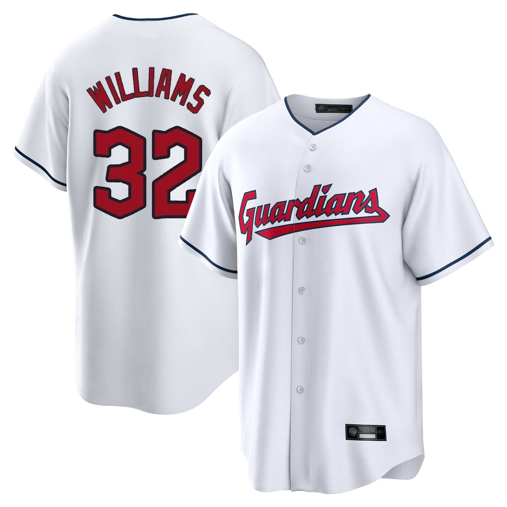 tocy C.Guardians #32 Gavin Williams Player White Home Game Stitched Jerseys