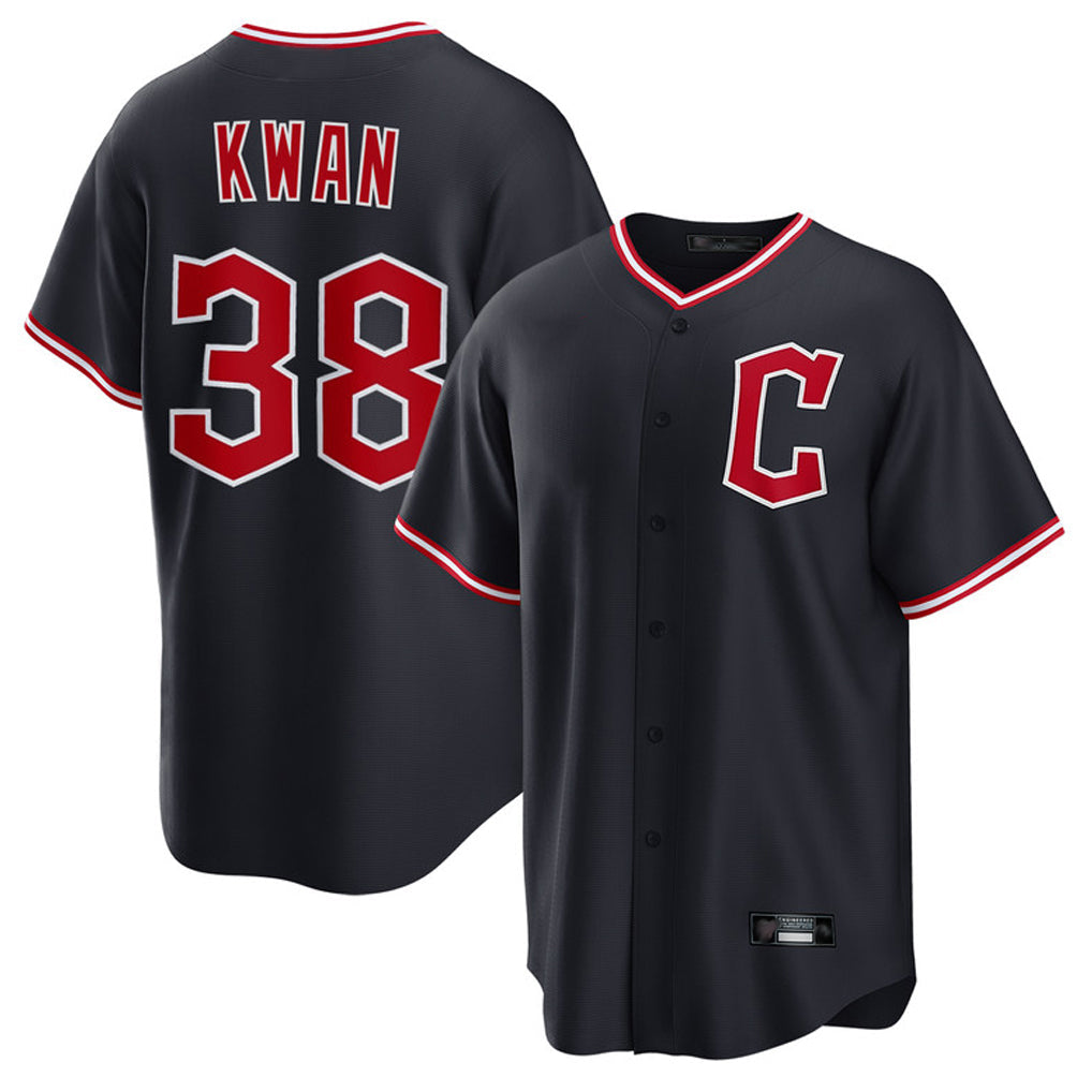 tocy C.Guardians #38 Steven Kwan Player Navy Home Game Stitched Jerseys