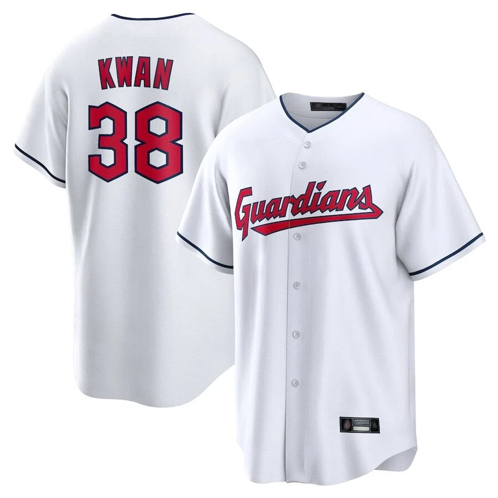 tocy C.Guardians #38 Steven Kwan Player White Home Game Stitched Jerseys