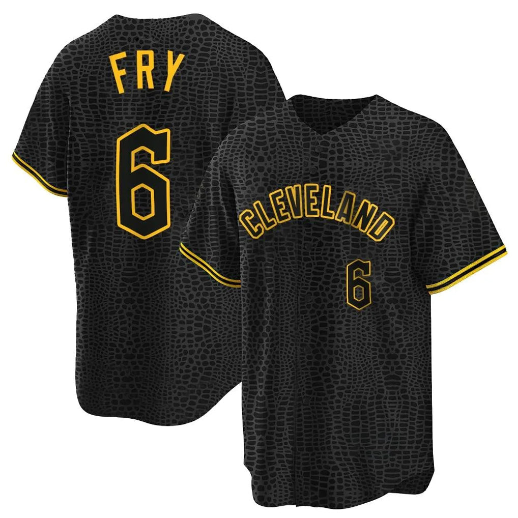 tocy C.Guardians #6 David Fry Player Black Snake Skin City Home Game Stitched Jerseys